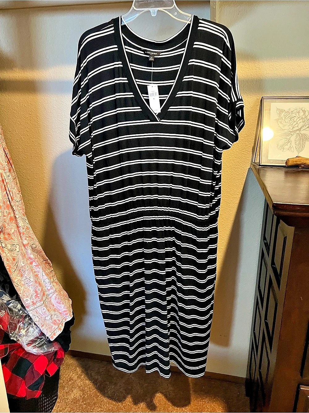 Banana Republic Striped Dress in Black & White Size XL NWT